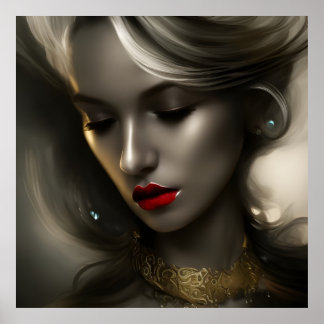 Póster Mujeres rubias de bronce dorado hermosas con labio