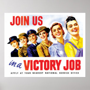 Póster Mujeres se unen para la victoria, propaganda vinta