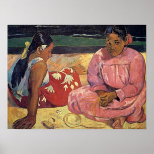 Póster Mujeres tahitianas en la playa - Imagen impresa po