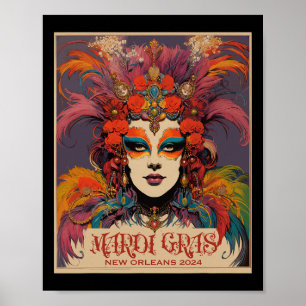 Póster Mujeres vintage de Mardi Gras