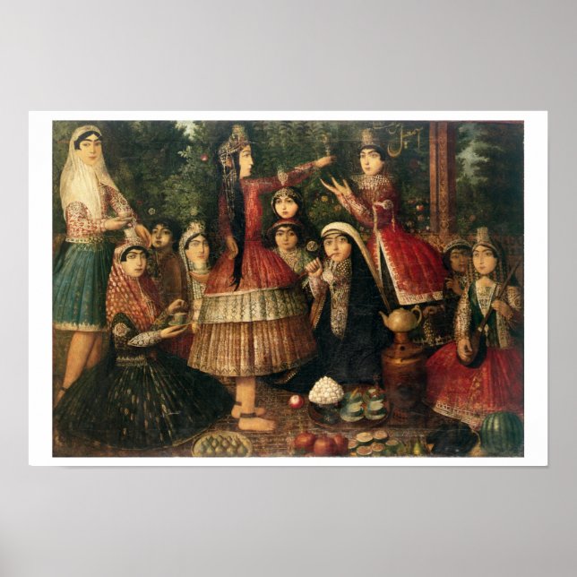 Póster Mujeres y niños en un jardín del siglo XIX (petról (Frente)