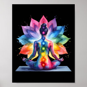 Póster Mujeres Yoga Meditación Espiritual Energía del Cue