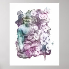 Póster *~* Mujeres Zen Buddha Meditar Flores Pastel
