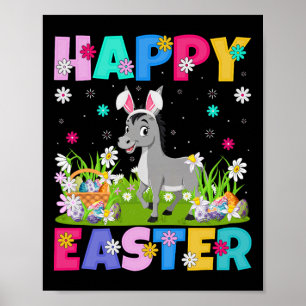 Póster Mula Feliz búsqueda de huevos de Pascua Oreja de c