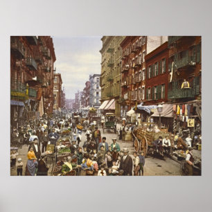 Póster Mulberry Street Market New York City 1900