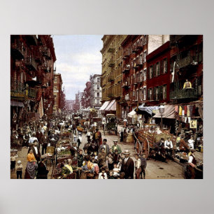Póster Mulberry Street NYC alrededor de 1900 Canvas Print