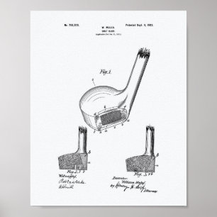 Póster Mules Golf Club 1902 Patent Art - Libro Blanco