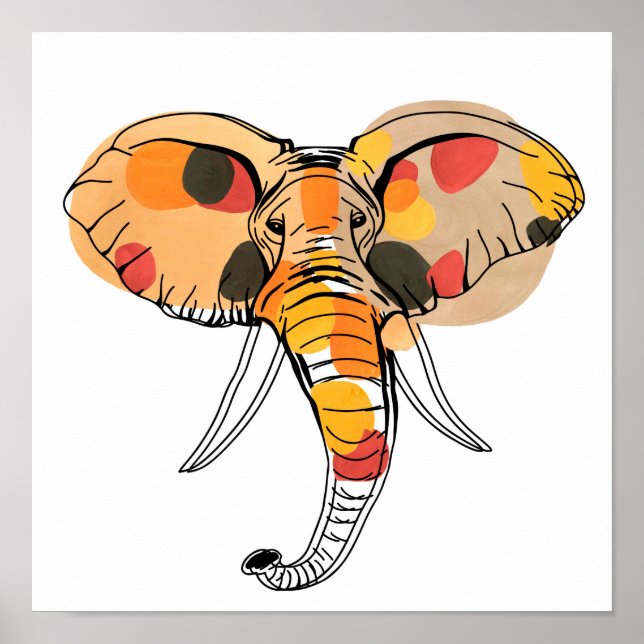 Póster Multicolor African Elephant (Frente)