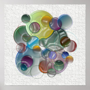 Póster Multicolores de formas de círculo dimensional