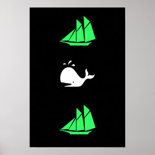 Póster Multiicono de ballena blanca de glow_green clipper
