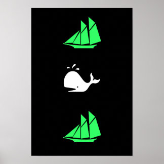 Póster Multiicono de ballena blanca de glow_green clipper