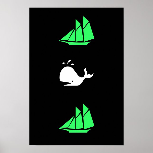 Póster Multiicono de ballena blanca de glow_green clipper (Frente)