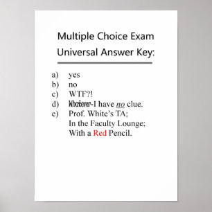 Póster Multiple Choice Exam Universal Answer Key