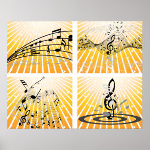 Póster Múltiples notas musicales