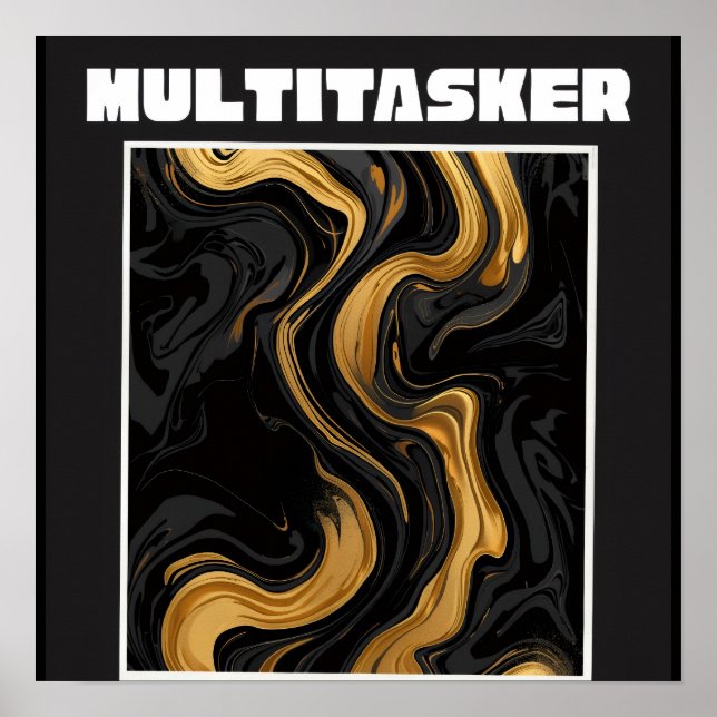 Póster Multitasker Gold Mármol Líquido - Abstracto de Luj (Frente)