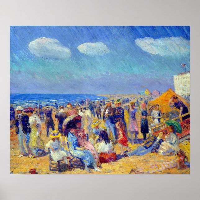 Póster Multitud de William Glackens en la costa (Frente)