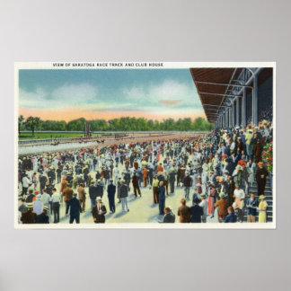Póster Multitud en el circuito de carreras Saratoga Track