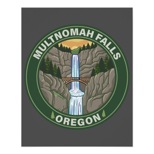 Póster Multnomah Falls Oregon (Anverso)
