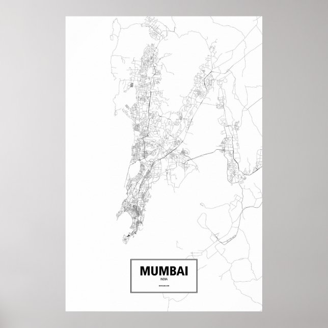 Póster Mumbai, India (black on white) (Frente)