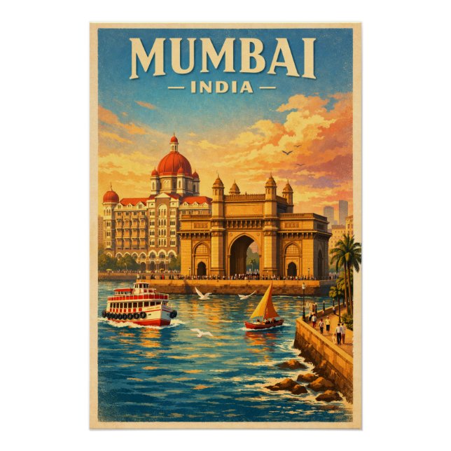 Póster Mumbai, India, in a classic retro (Anverso)