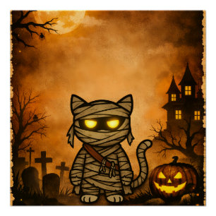 Póster Mummy Gatito Espeluznante Lindo