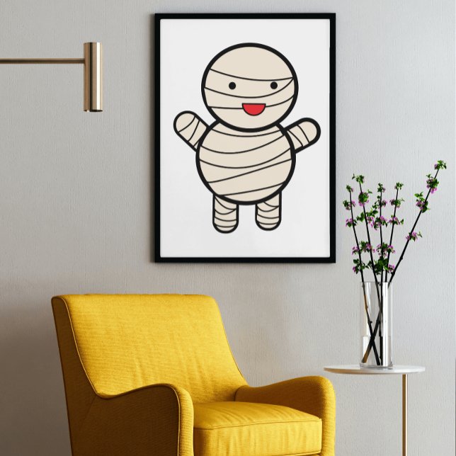Póster Mummy Kawaii Halloween (A cute kawaii style mummy poster from Valerie's Gallery on Zazzle)