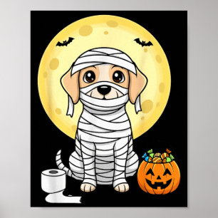 Póster Mummy Perrito Lindo Halloween Luna Llena Cachorro 