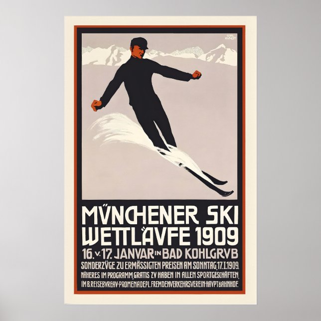 Póster Münchener Ski Garmisch-Partenkirchen Alemania (Frente)