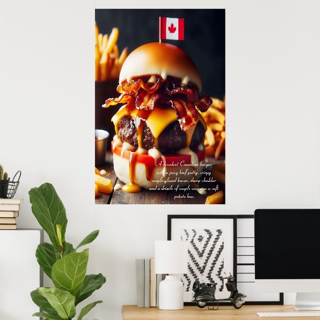 Póster Munchies de hojas de arce: Clásico canadiense 24x3 (Oficina en casa)