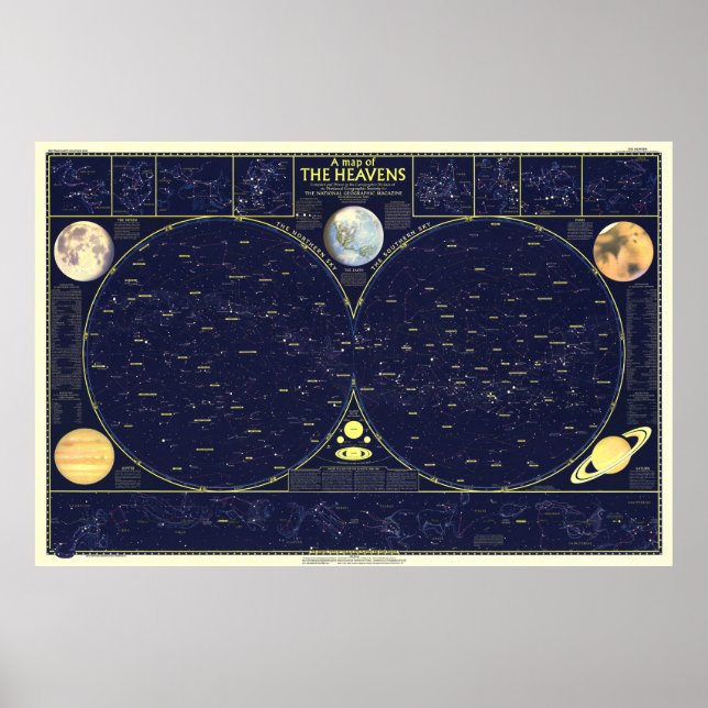 Póster " Mundo: 1957 El mapa del cielo 1/2 ... (Frente)
