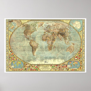 Póster " Mundo: 2014/hoy - Hermoso MAPA de la Era del Hie