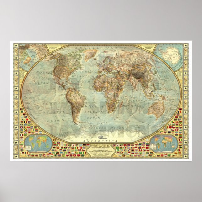 Póster " Mundo: 2014/hoy - Hermoso MAPA de la Era del Hie (Frente)