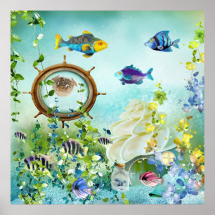 Póster Mundo de agua de bajo III