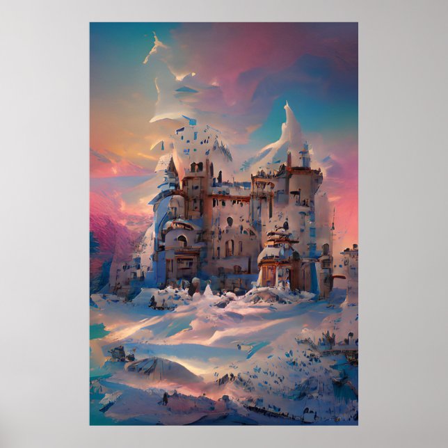 Póster Mundo de cuento de hadas, Castillo de invierno, Ca (Frente)