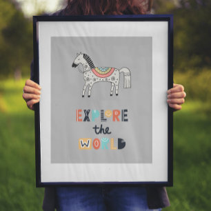 Póster Mundo de exploración de caballos de Escandia Cute