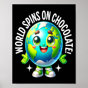 Póster Mundo gira en torno al chocolate divertido tierno 