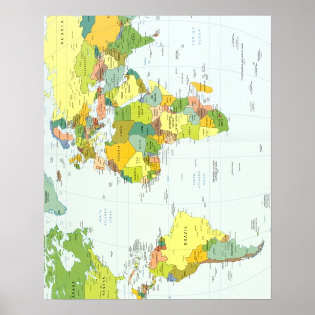 Póster mundo+mapa+globo+país+atlas (Frente)