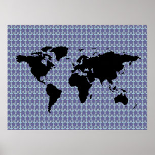 Póster mundo negro / patrón de anclajes