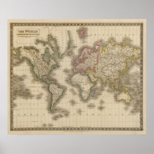 Póster Mundo, proyección de Mercator 2