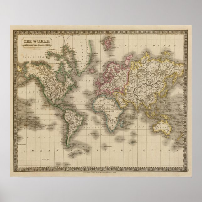 Póster Mundo, proyección de Mercator 2 (Frente)