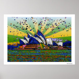 Póster Mundo psicodélico: Sydney Australia Skyline A2