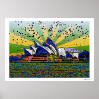 Póster Mundo psicodélico: Sydney Australia Skyline A2