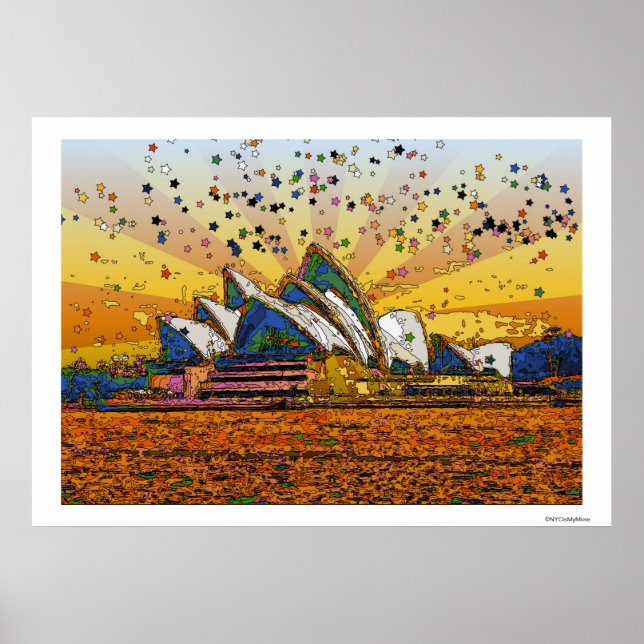 Póster Mundo psicodélico: Sydney Skyline A1 (Frente)