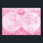 Póster Mundo Rosa Antiguo<br><div class="desc">A ella le encantará este mapa antiguo bellamente representado en un impresionante rosa.</div>