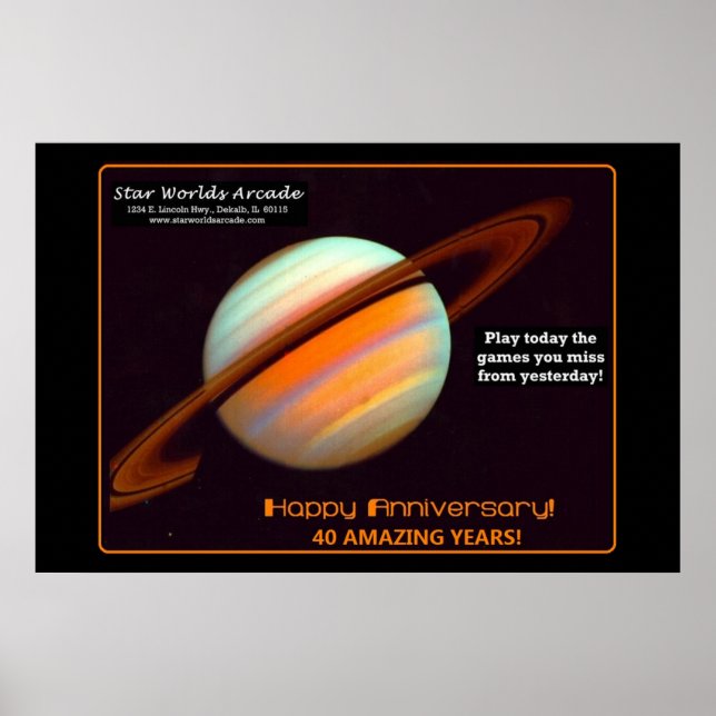 Póster Mundos Estelares Arcade 40º Aniversario Retro (Frente)