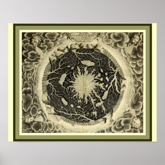 Póster "Mundus Subterraneus" de Kircher - Agua 16 x 20 (Frente)