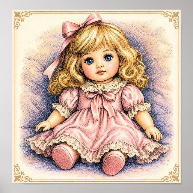Póster Muñeca antigua vintage (Frente)