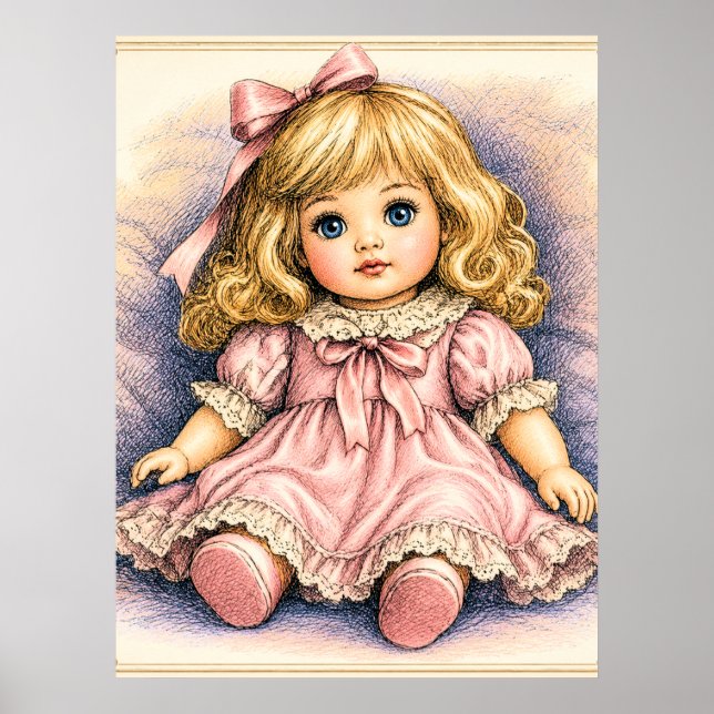 Póster Muñeca antigua vintage (Frente)
