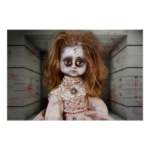 Póster Muñeca de porcelana vintage embrujada de SlipperyJ