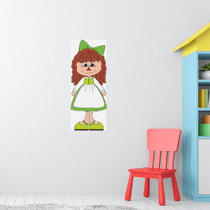 Póster Muñeca de Trapo Niña Vestido Verde Lunares